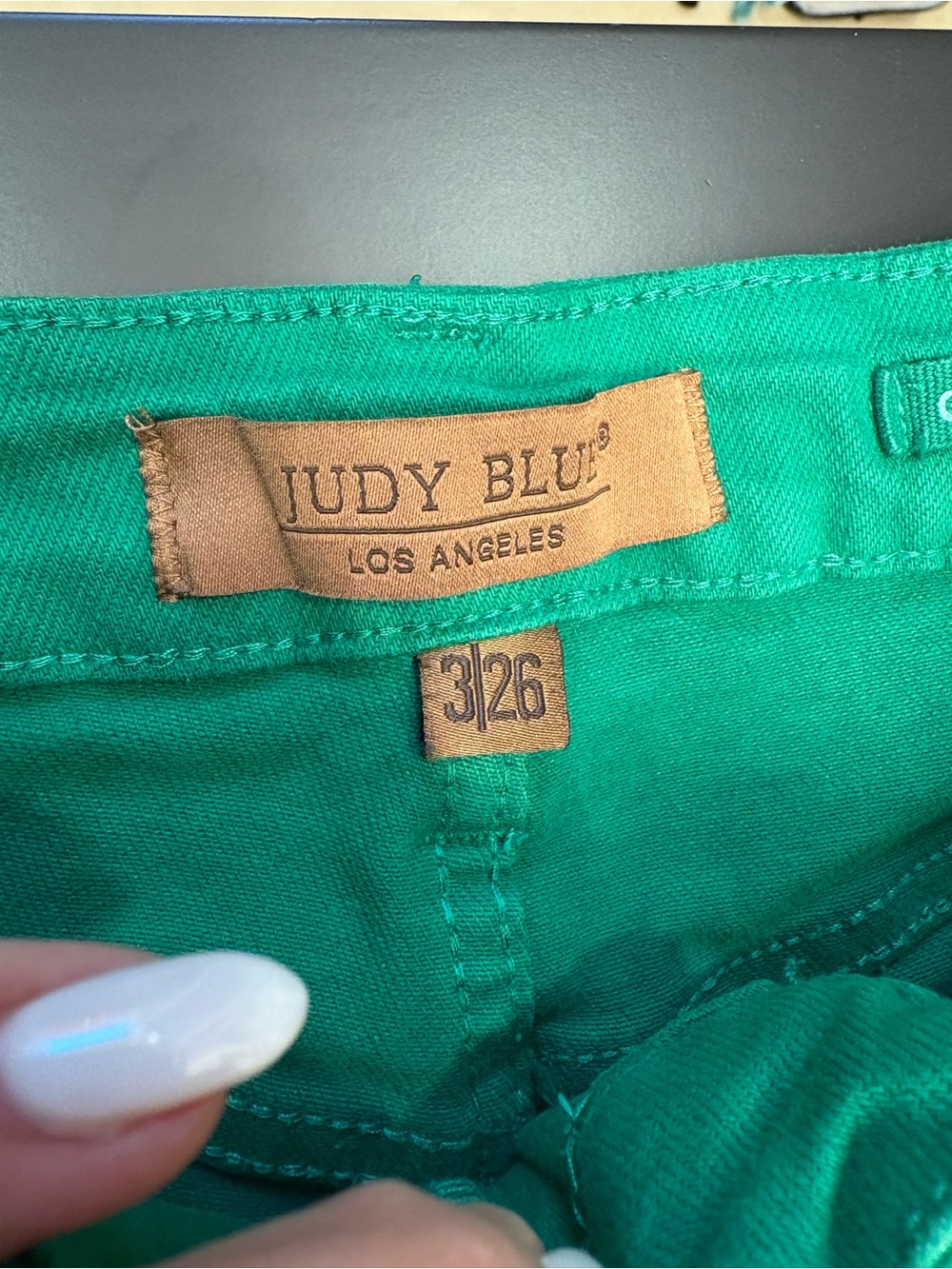 Judy Blue High Rise Garment Dyed Cropped Flare Jeans in Kelly Green - Picture 6 of 14